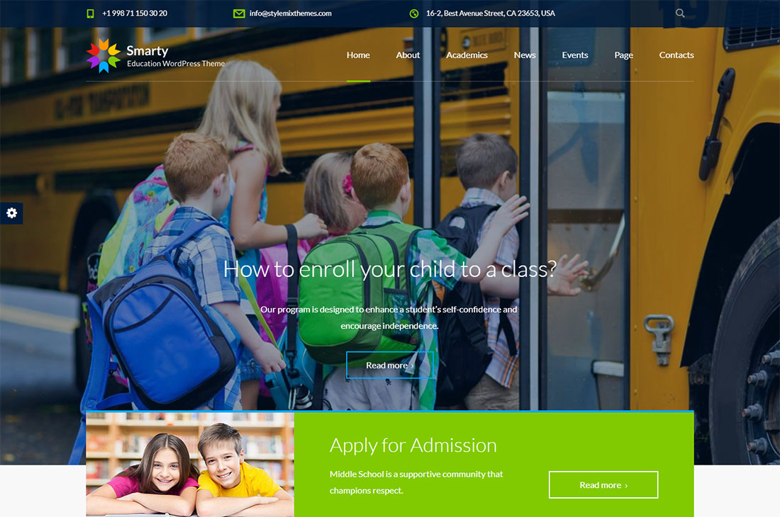 smarty elementary school WordPress theme