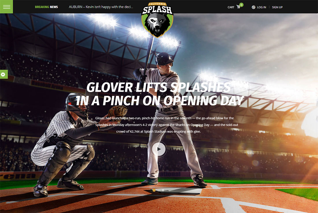 Splash Sport baseball WordPress theme