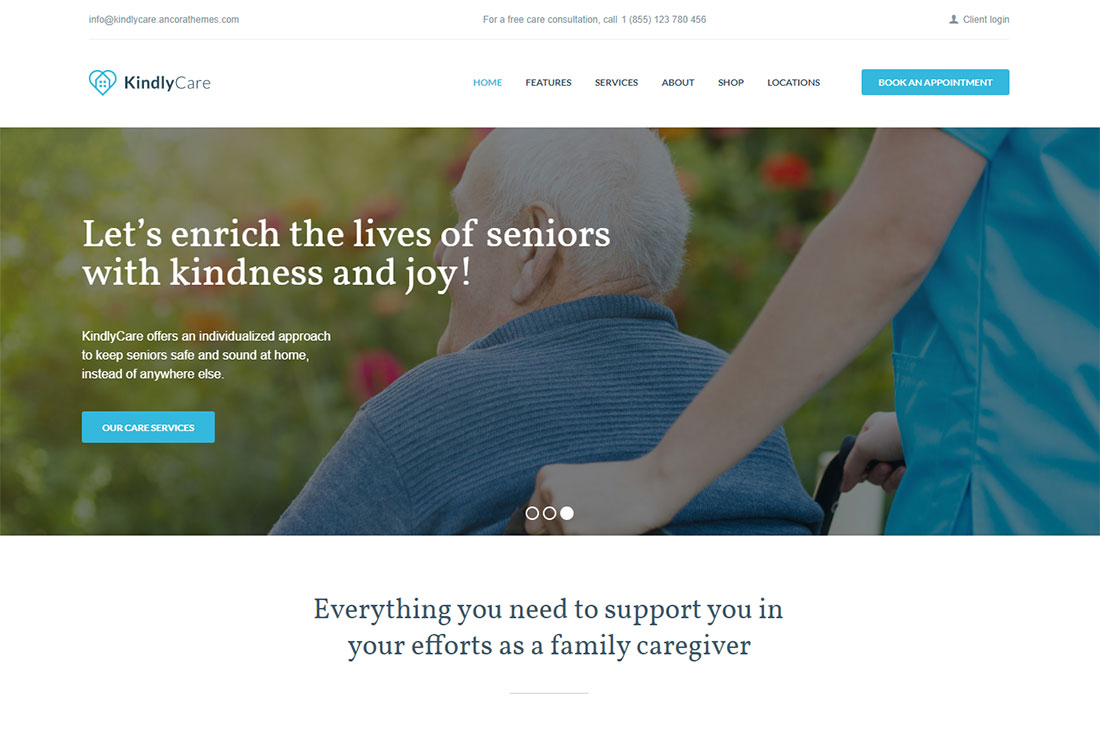 kindlycare elderly care wordpress themes