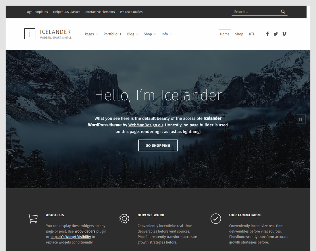 Icelander accessible WordPress theme