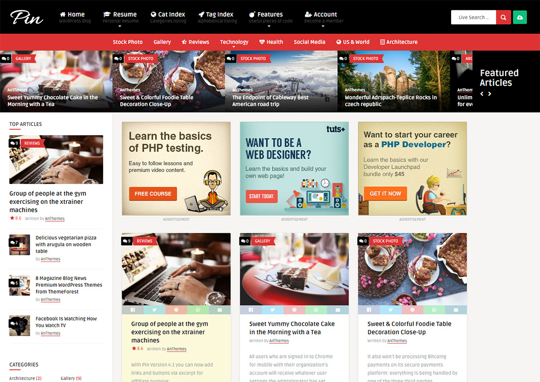 pin photo sharing WordPress theme