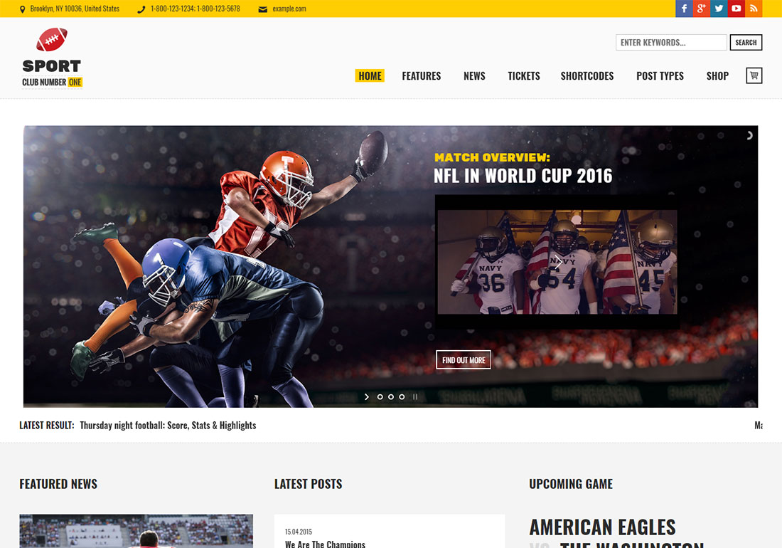 Sports Club baseball WordPress theme