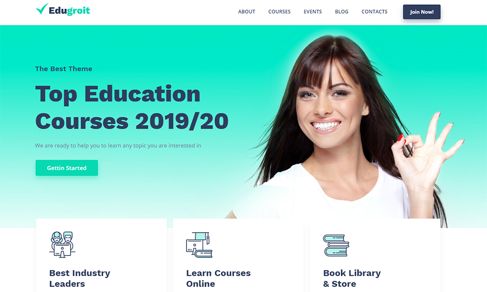 Edugroit - Online Course Website Template WordPress Theme