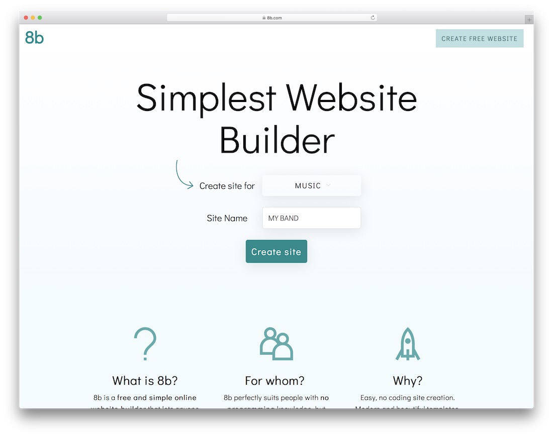 8b musician website builder