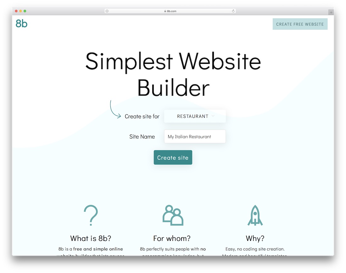 8b restaurant website builder