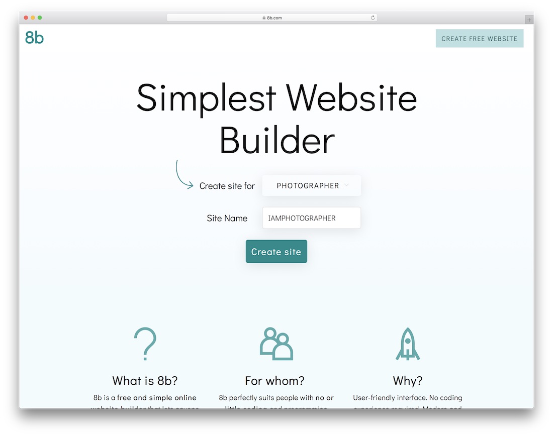 8b website builder for photographers
