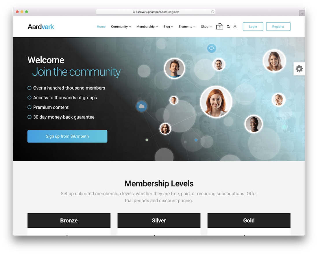 aardvark buddypress wordpress theme