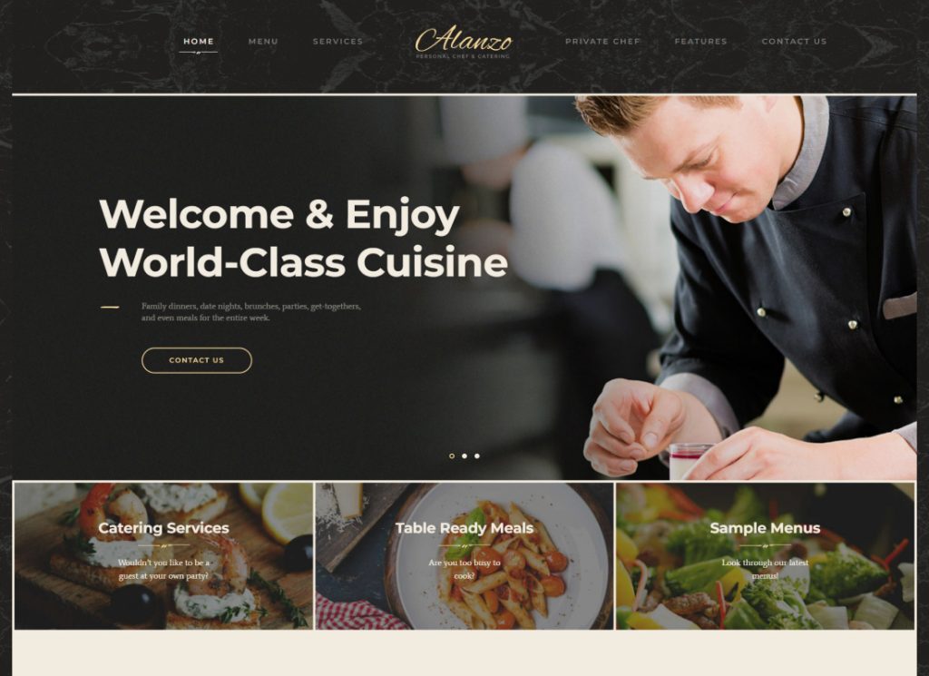 Alanzo - Personal Chef & Wedding Catering Event WordPress Theme
