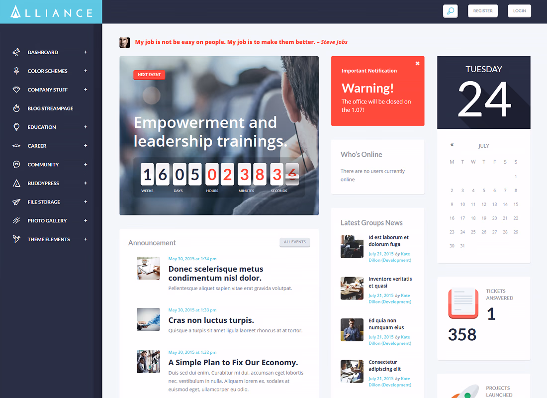 Alliance - Intranet & Extranet WordPress Theme