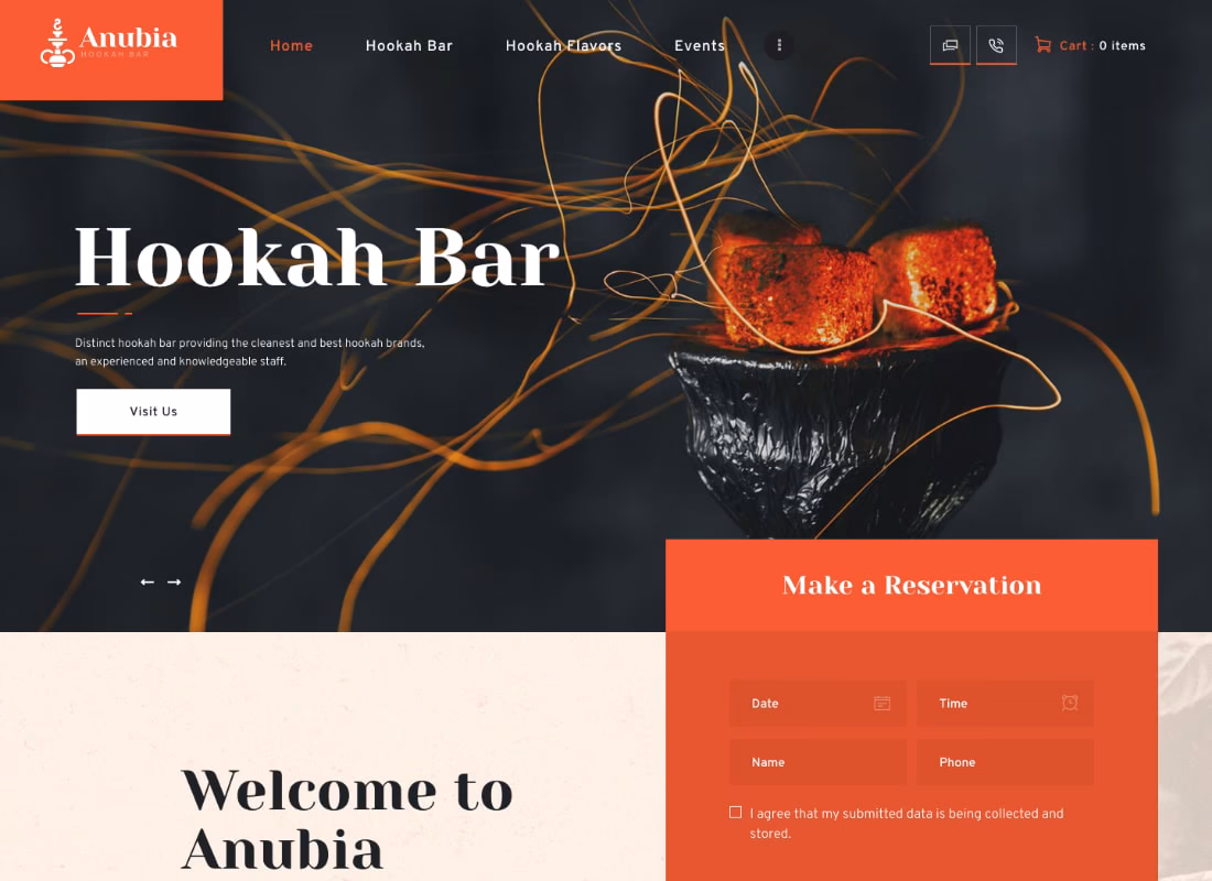 Anubia | Smoking and Hookah Bar WordPress Theme