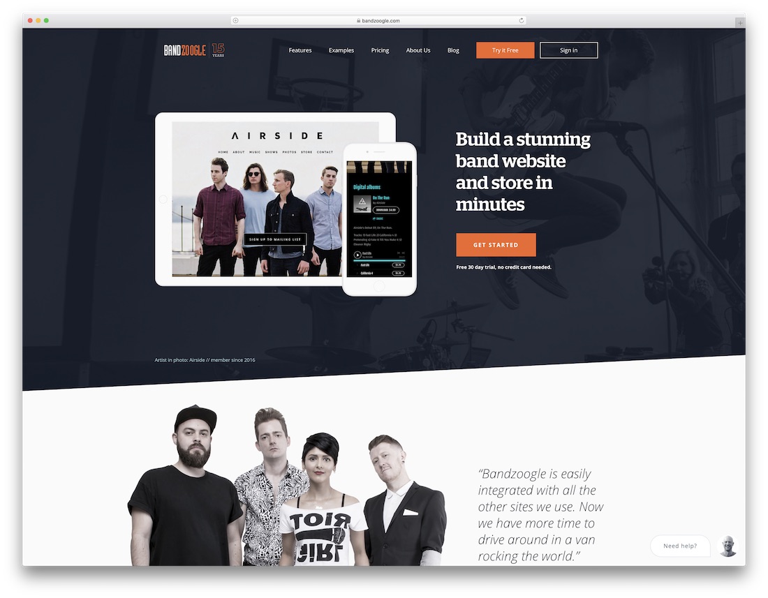 bandzoogle musician website builder
