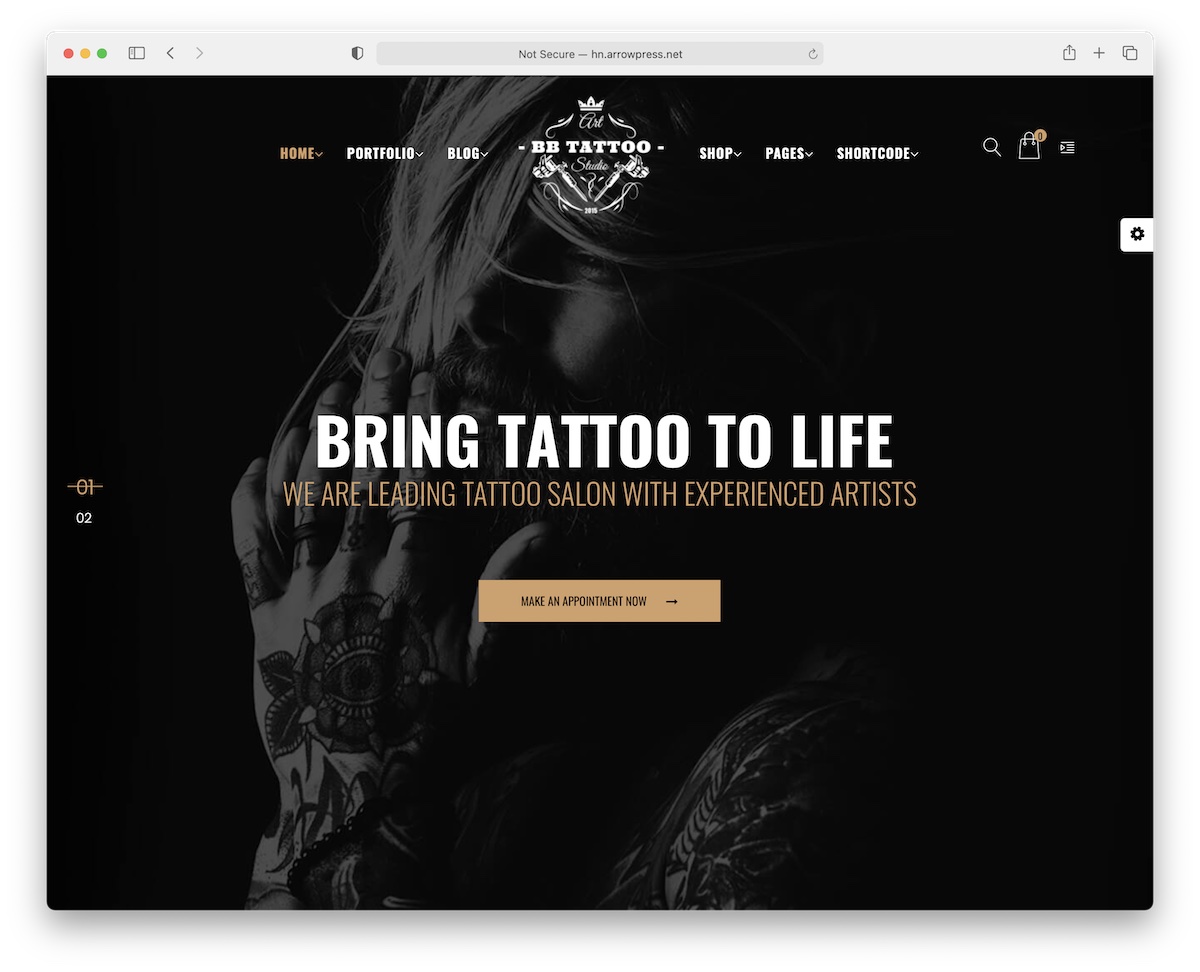 barber tattoo salon wordpress theme