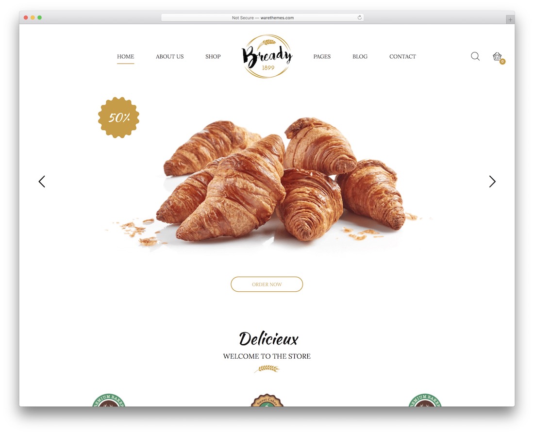 bready cake shops wordpress theme