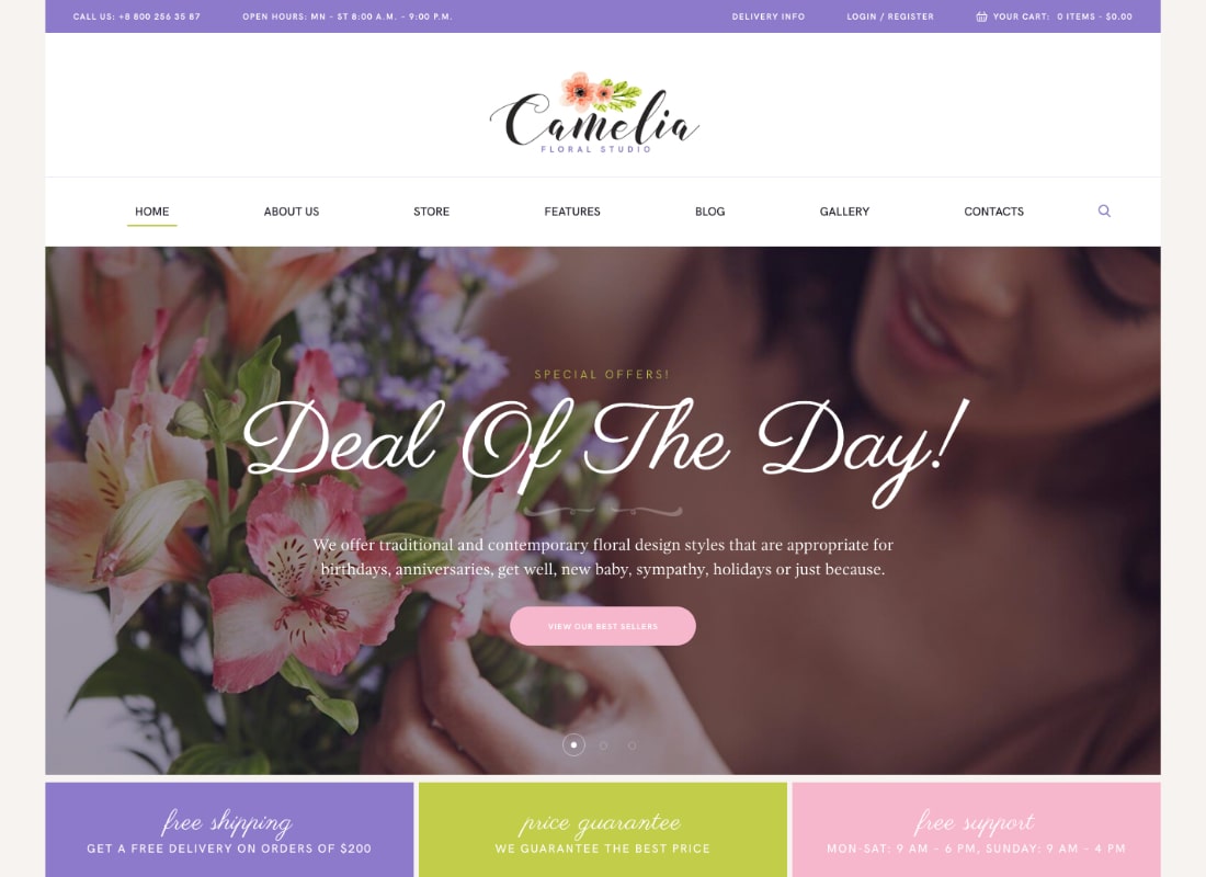 Camelia | A Floral Studio Florist WordPress Theme