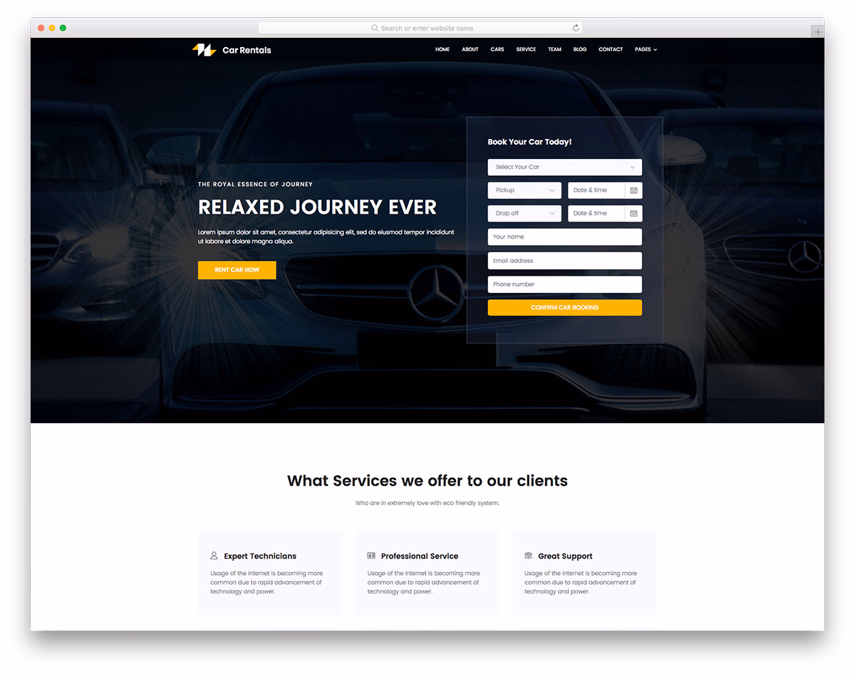 Car Rental free template
