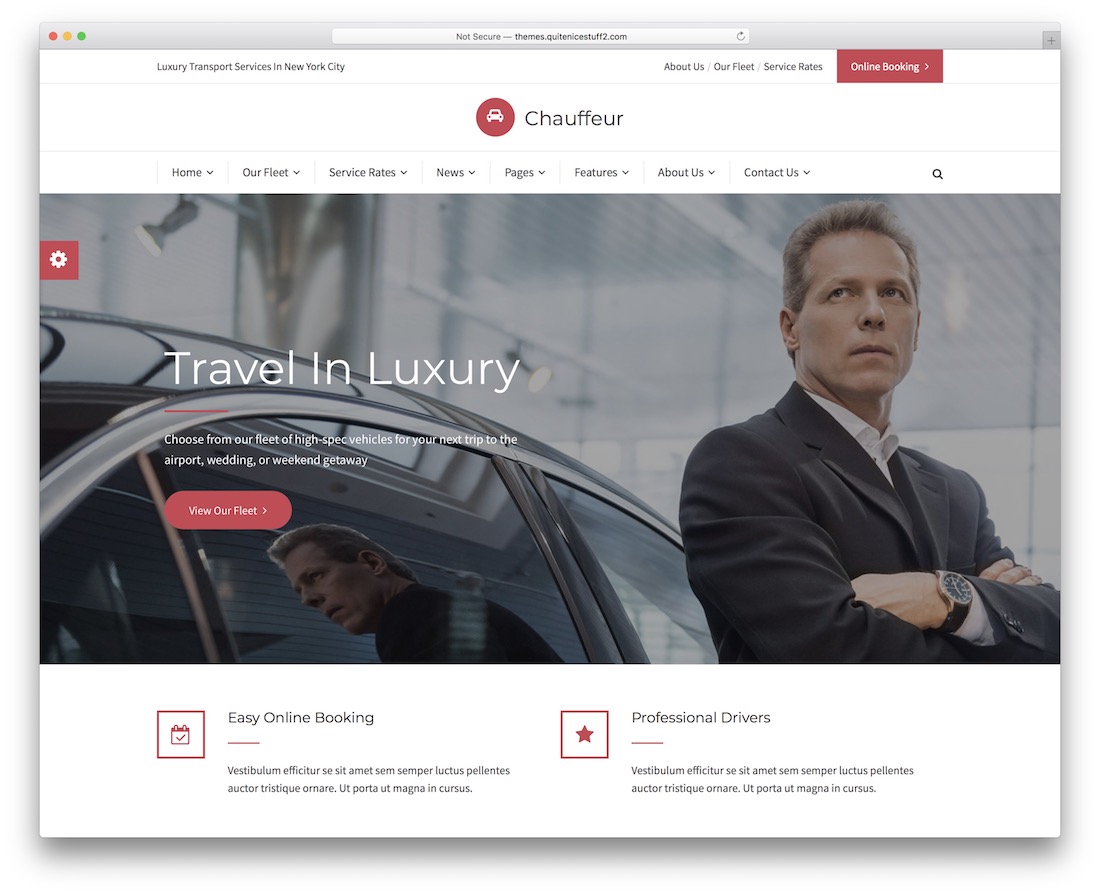 chauffeur taxi car rental service wordpress theme