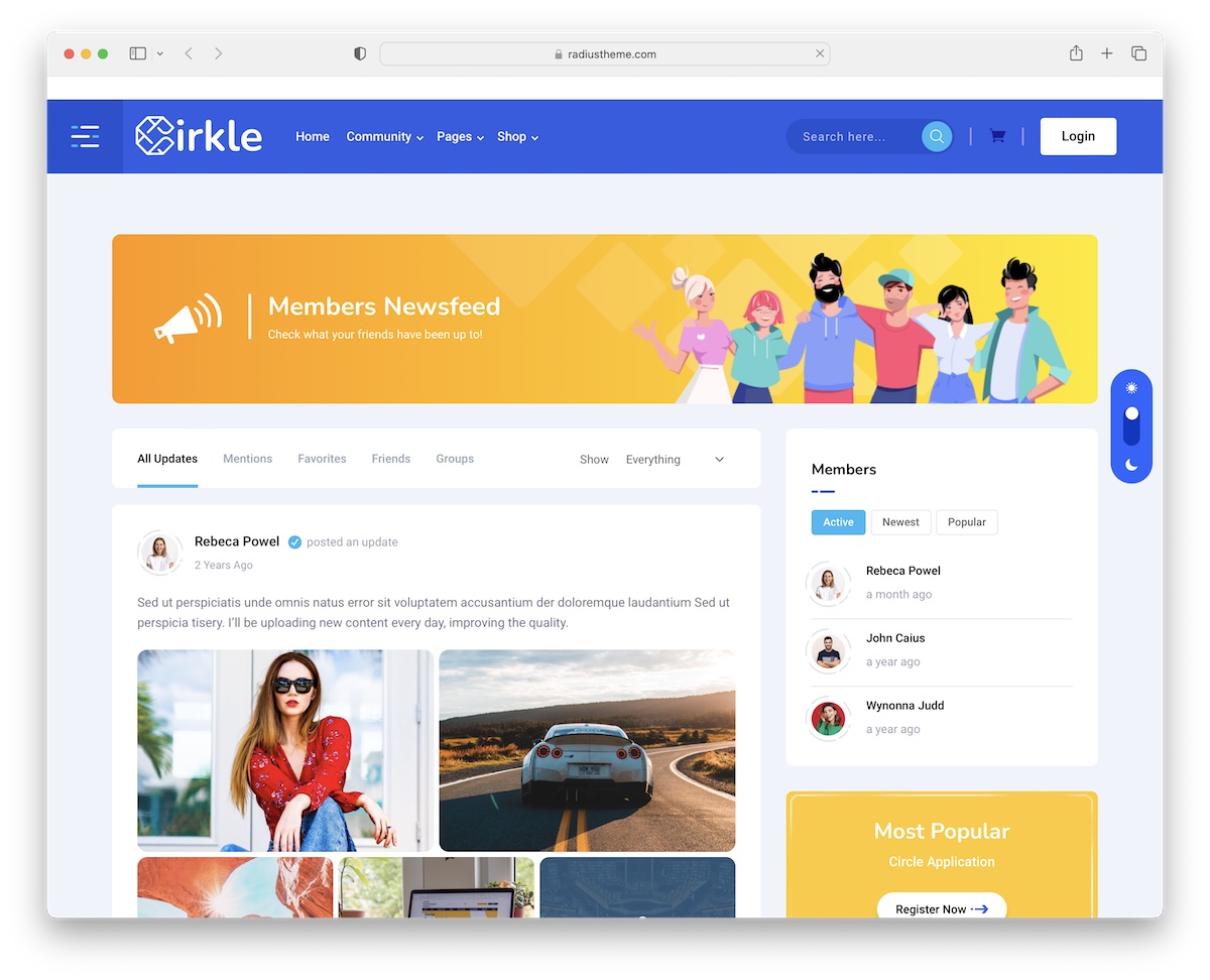cirkle community wordpress theme
