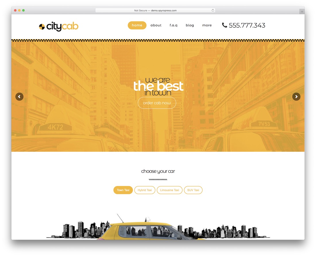 citycab taxi car rental service wordpress theme