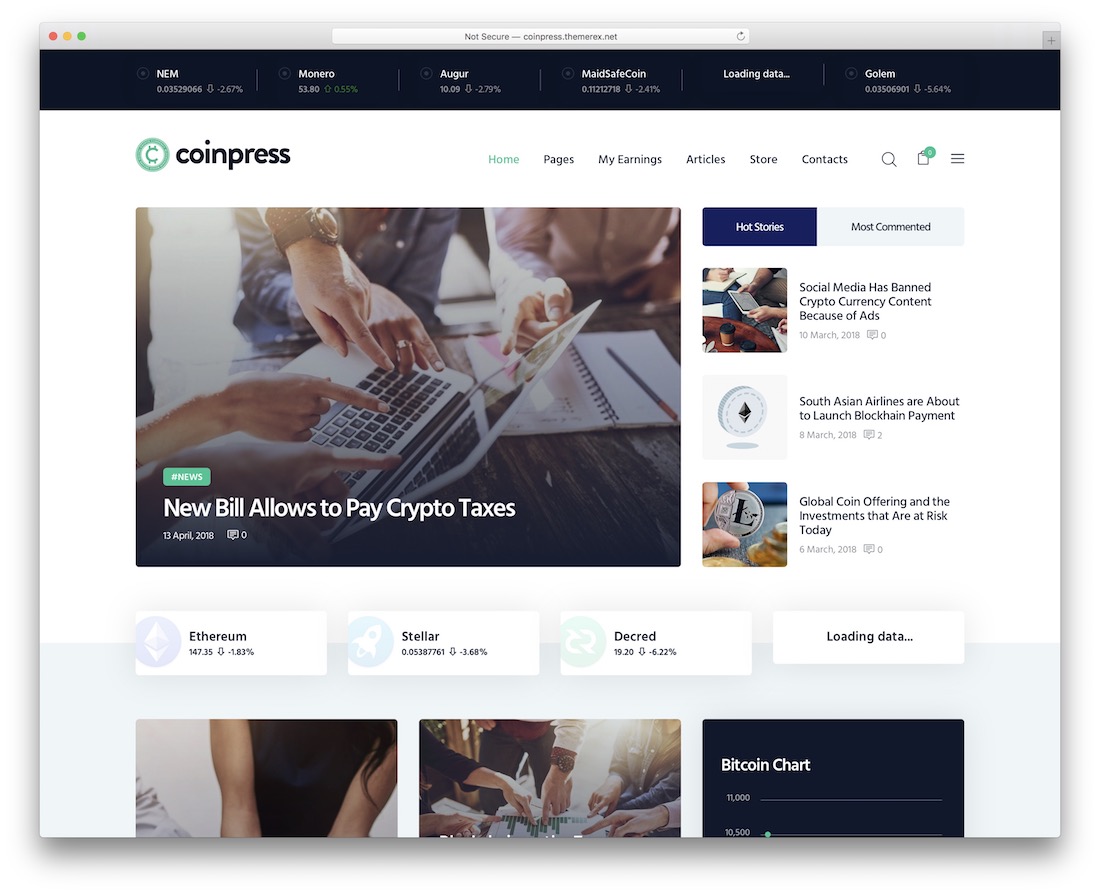 coinpress cryptocurrency wordpress theme