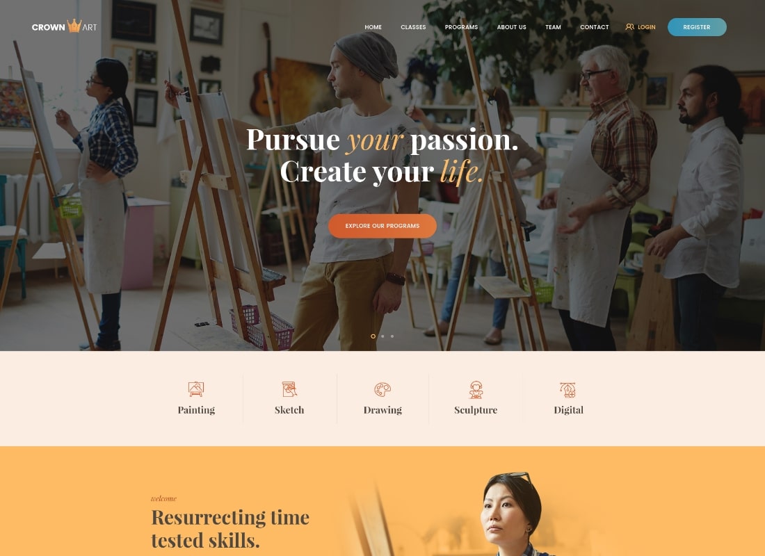 Crown Art | Drawing and Music School WordPress Theme