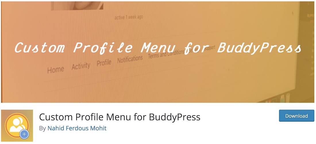 custom profile menu buddypress plugin