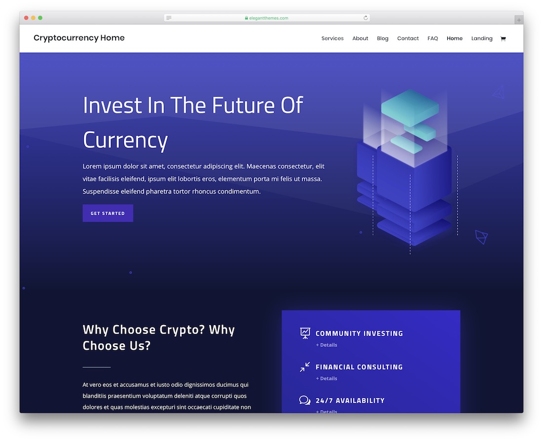 divi cryptocurrency website template