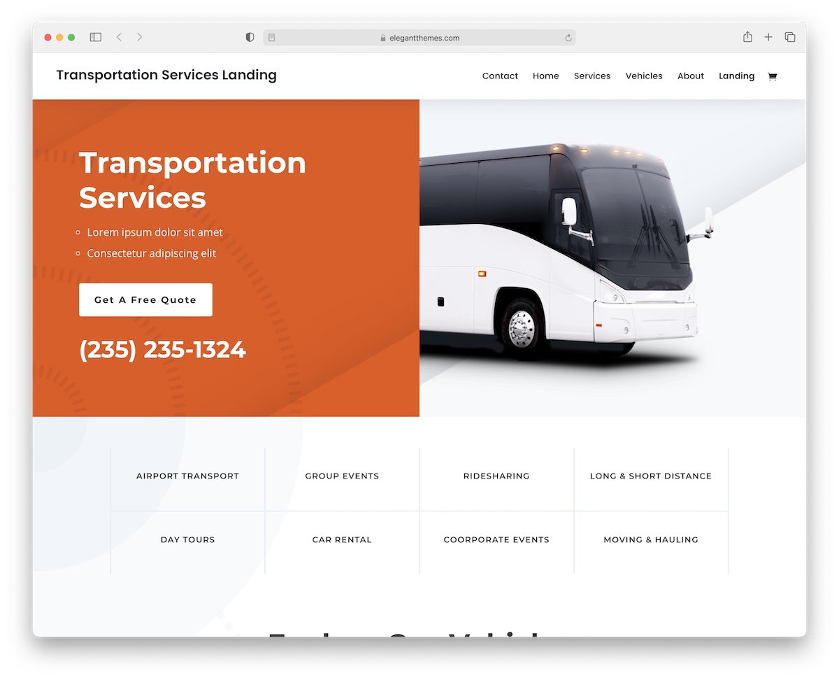 divi transportation logistics wordpress theme