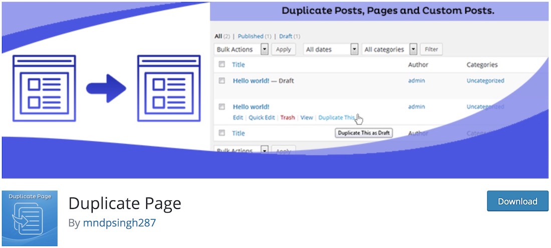 duplicate page wordpresss plugin