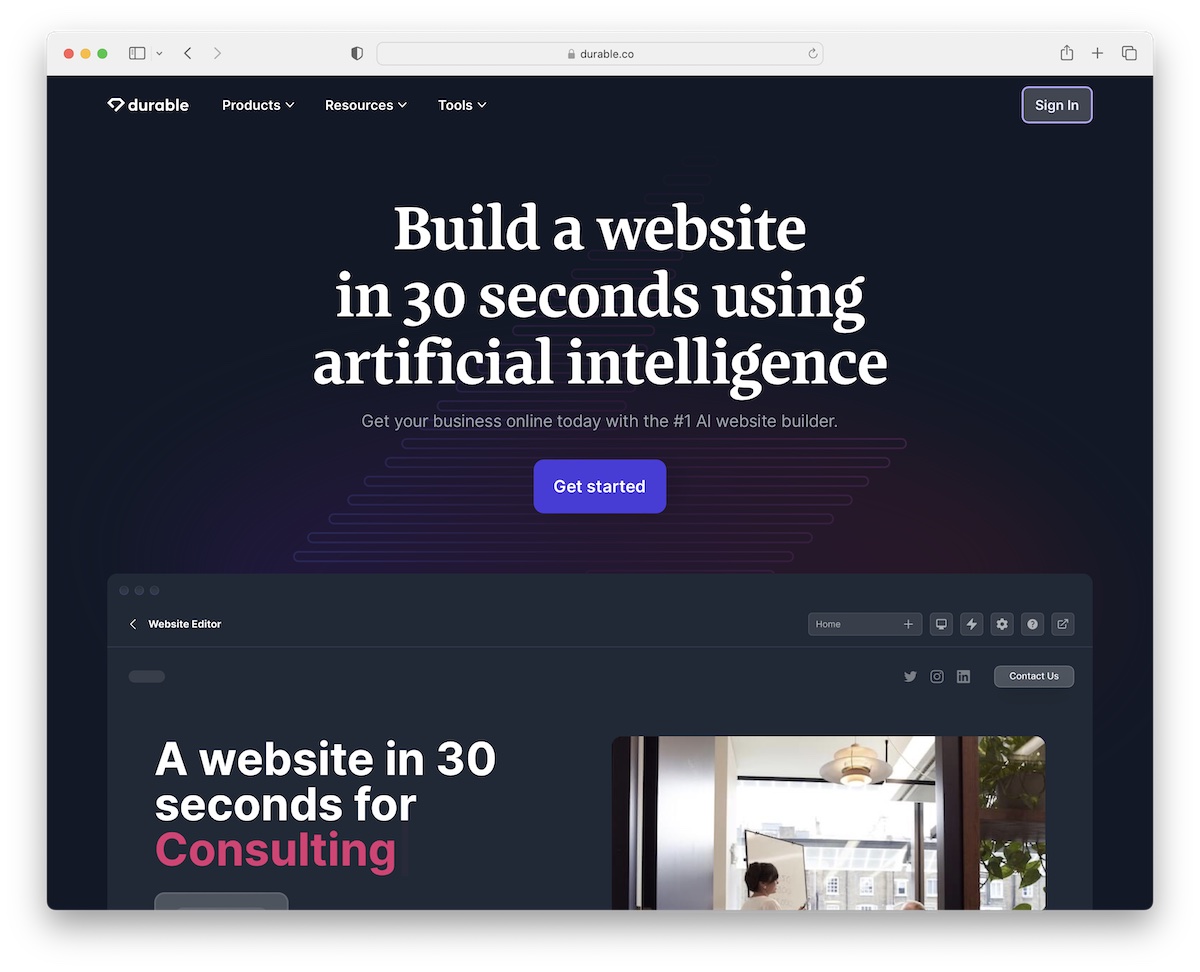 durable ai website builder