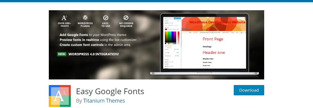 WordPress Font Plugins: Easy Google Fonts