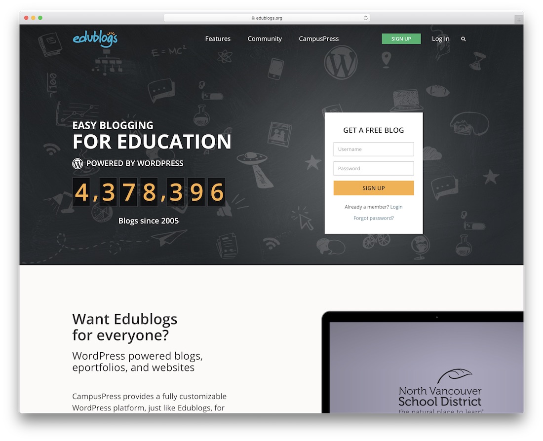 edublogs school and teacher website builder