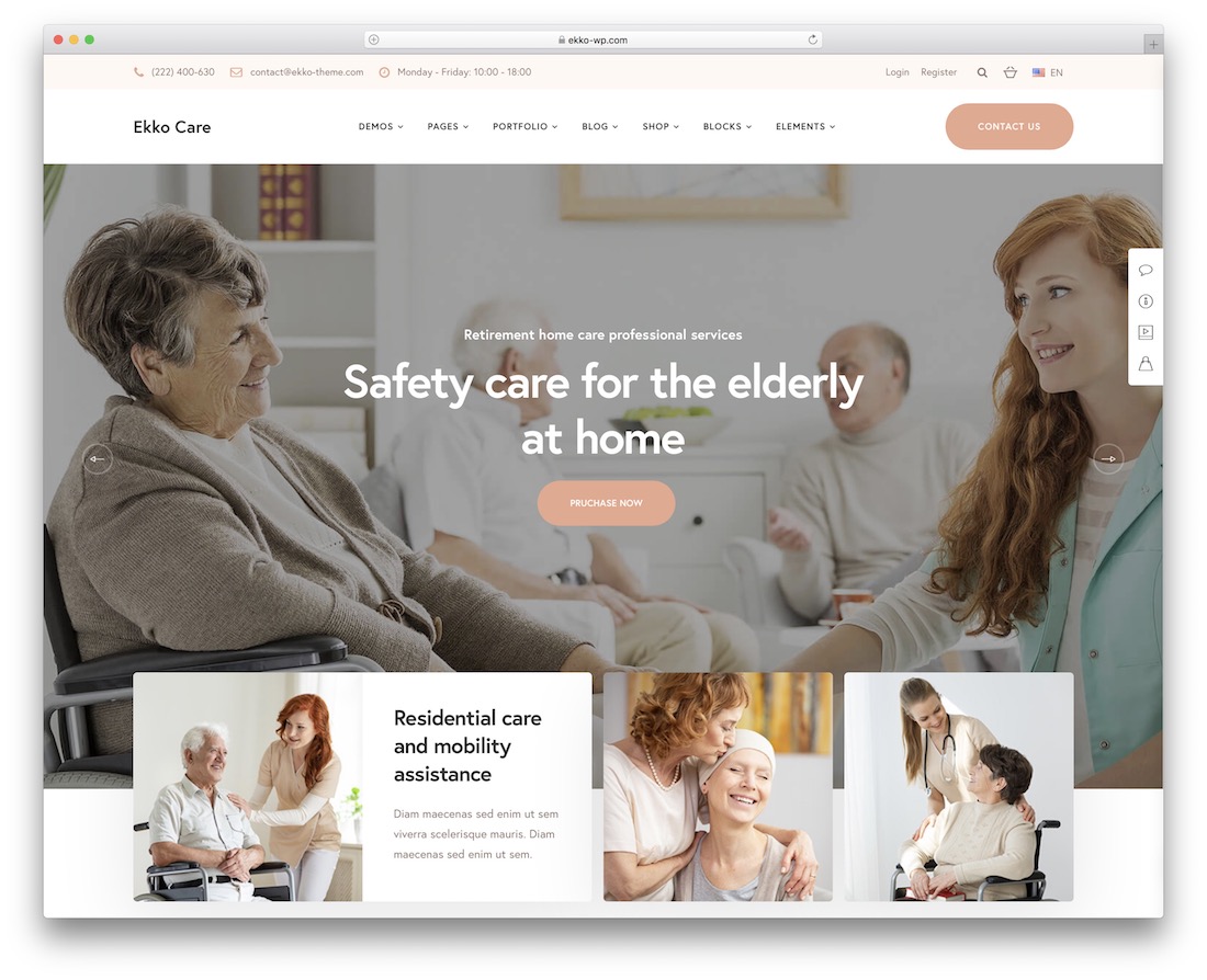 ekko elderly care wordpress theme