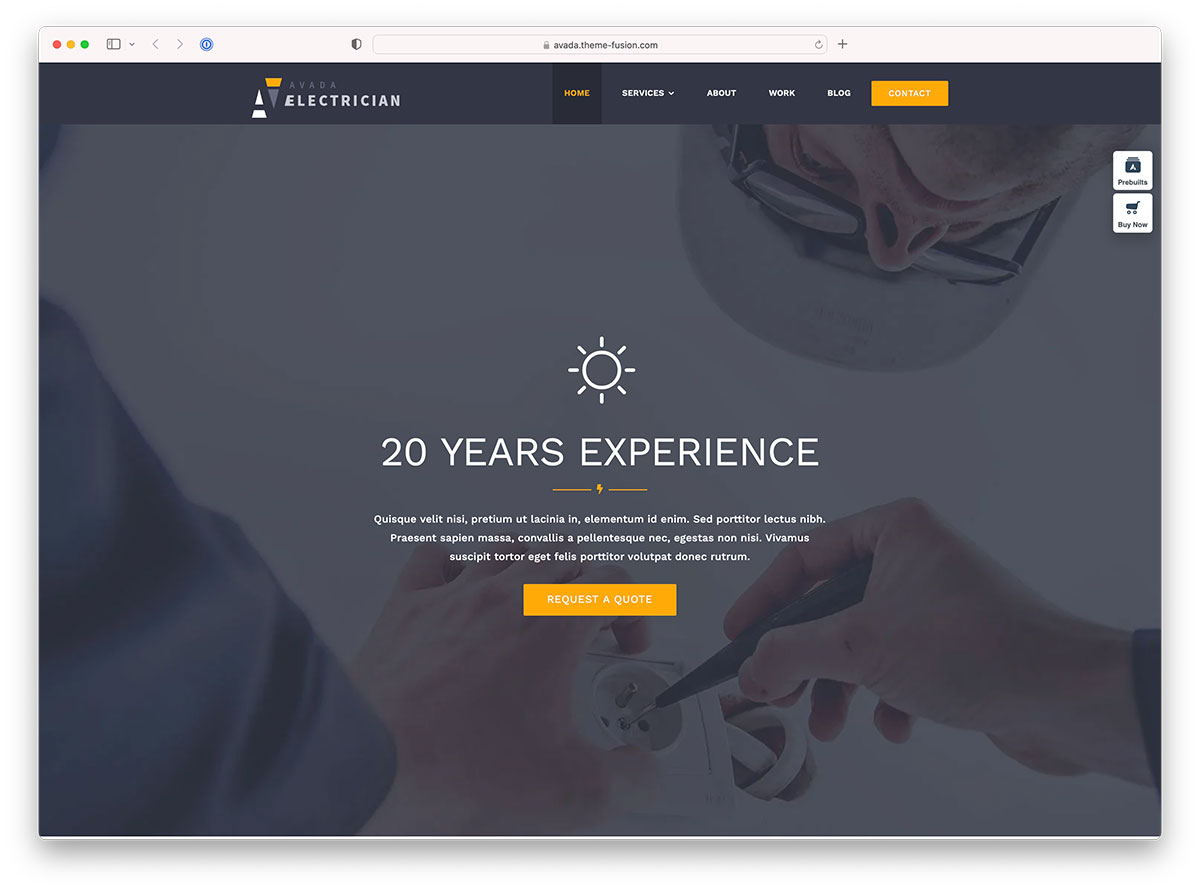 avada - electrician website template