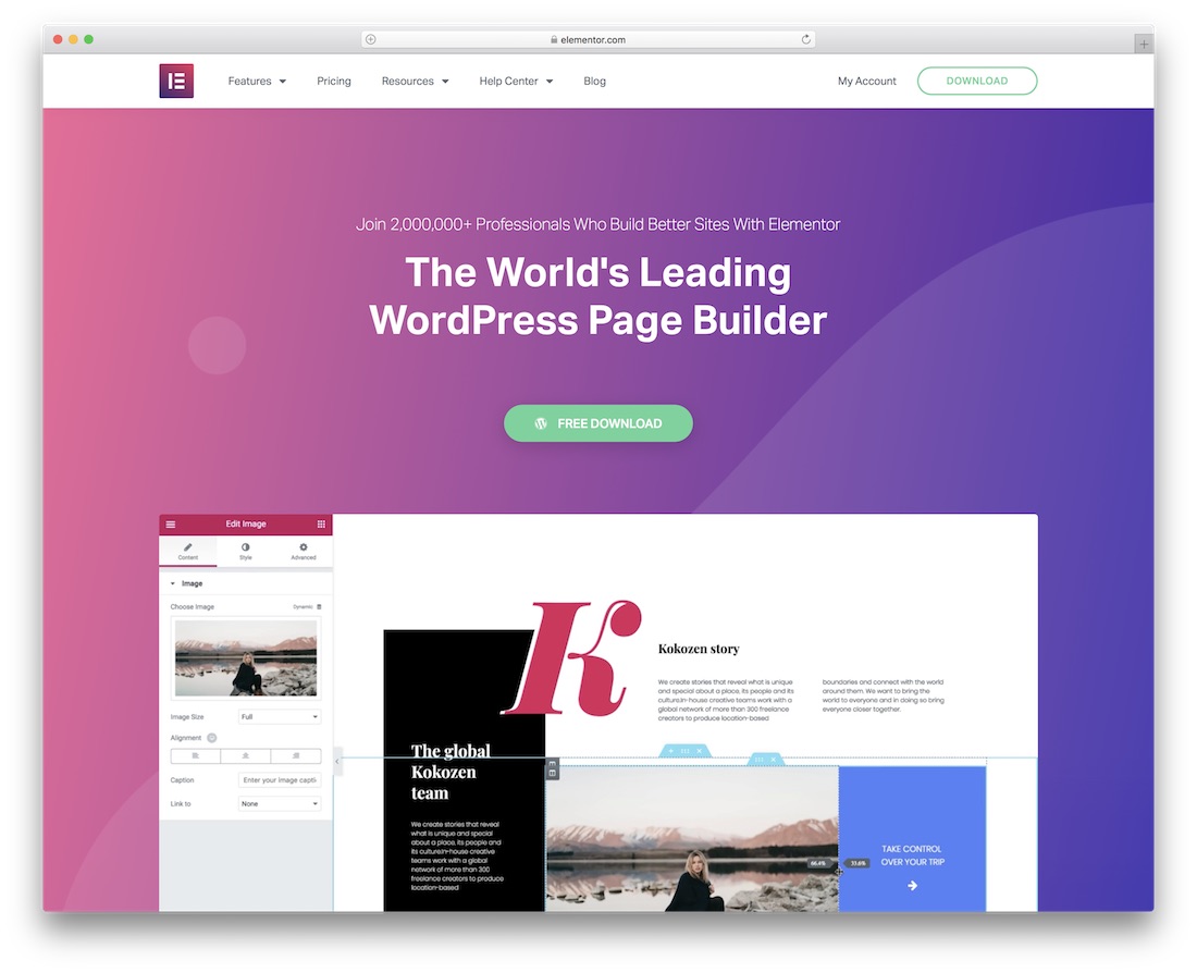 elementor community website builder