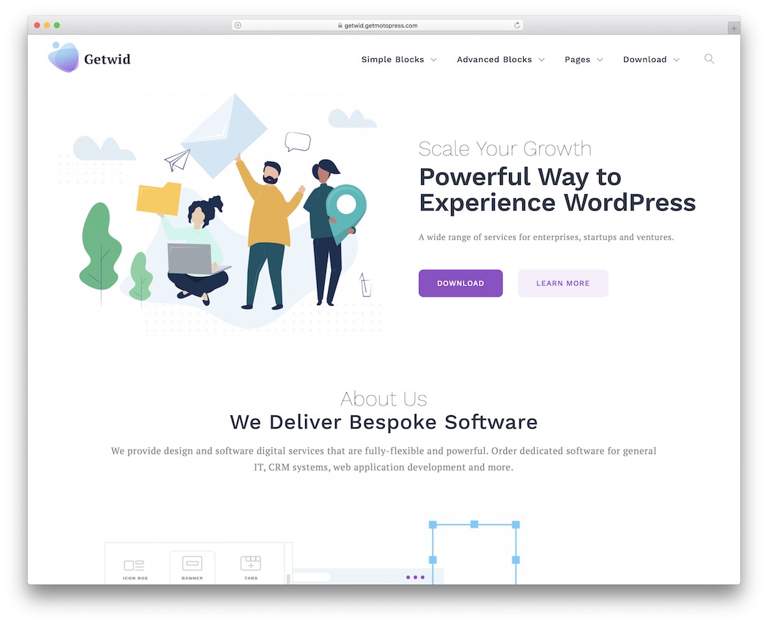 getwid base free flat design wordpress theme