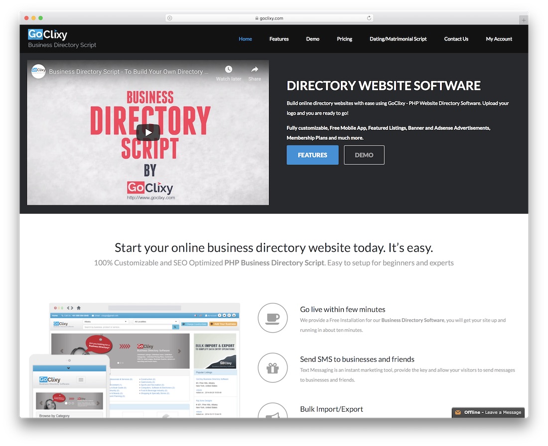 goclixy directory website builder