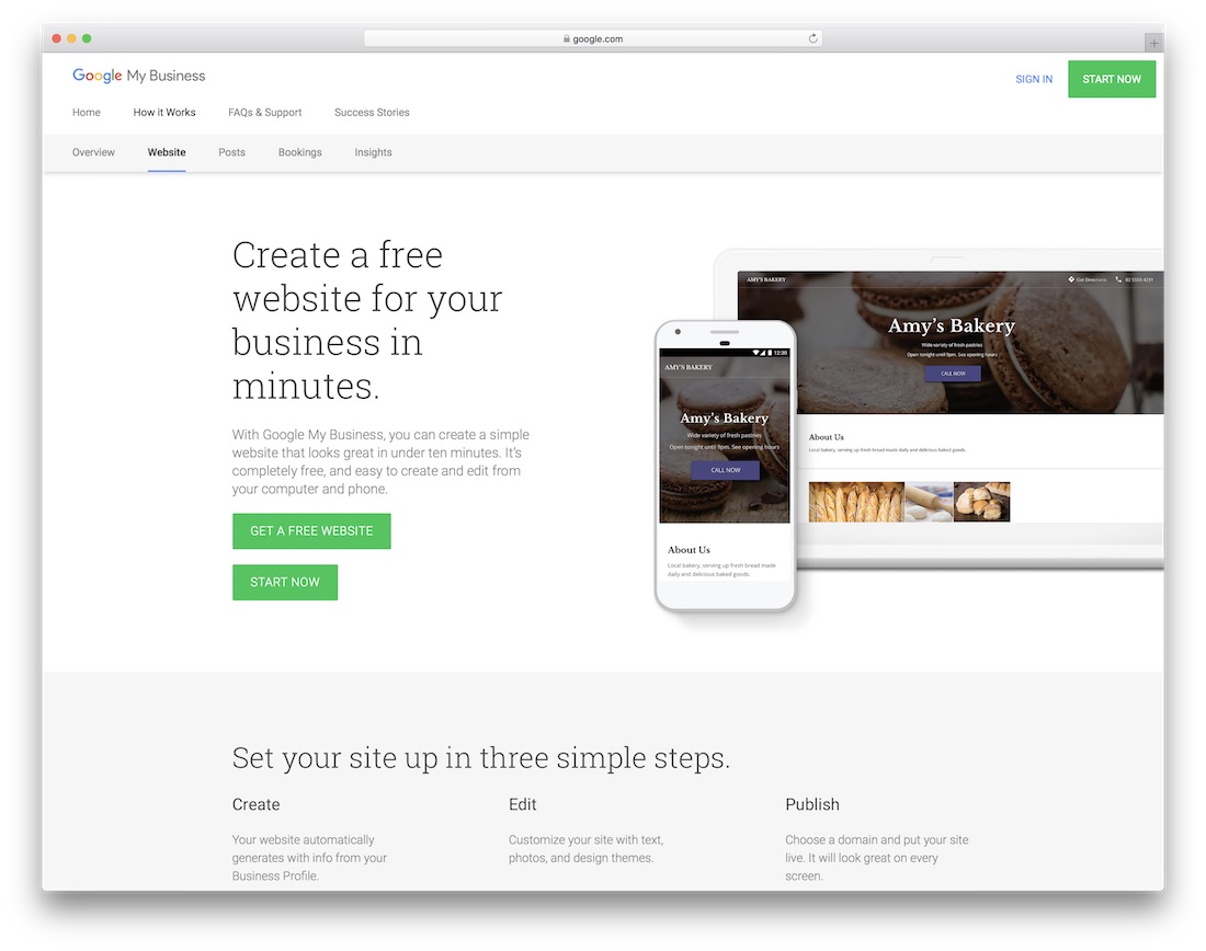 google my business small business website builder