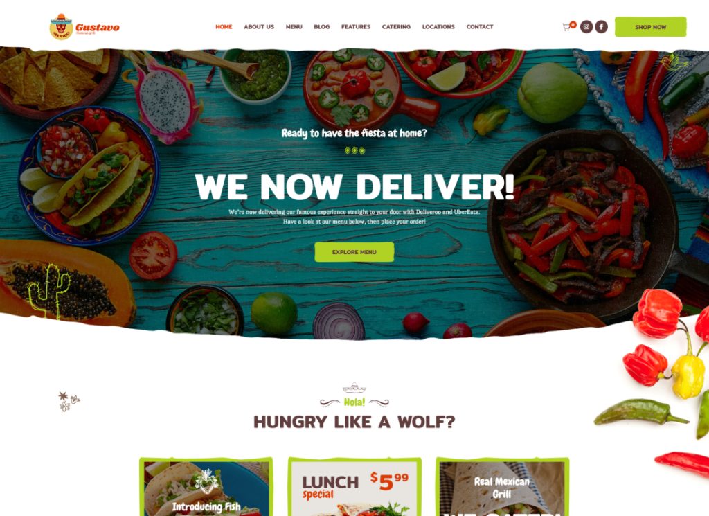 Gustavo - Mexican Grill, Bar & Restaurant WordPress Theme
