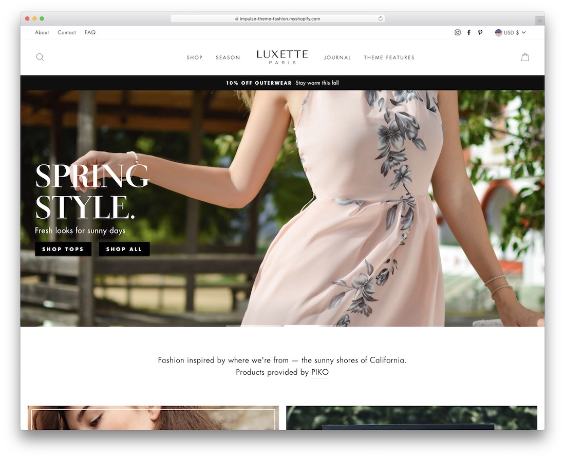 impulse shopify parallax theme