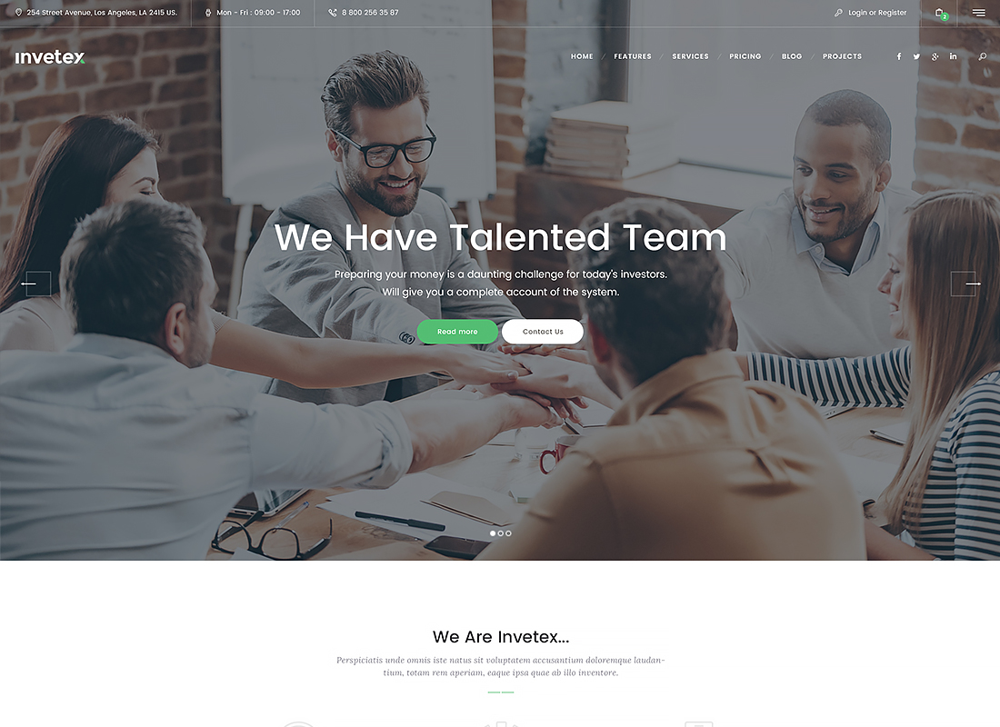 Invetex - Business Consulting & Investments WordPress Theme + RTL