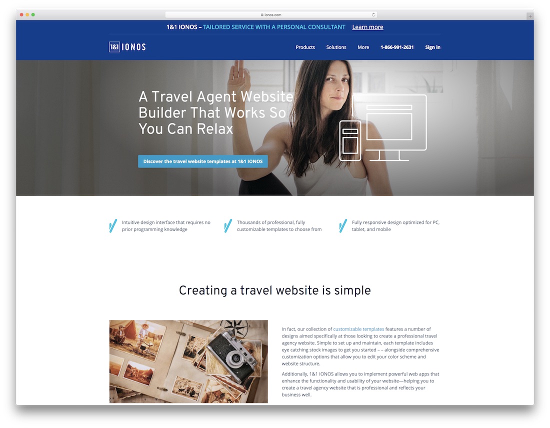 ionos travel agency website builder