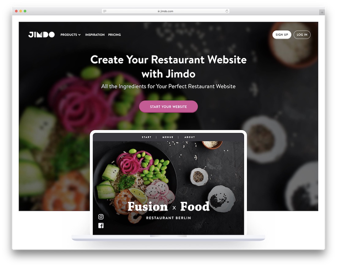 jimdo restaurant website builder