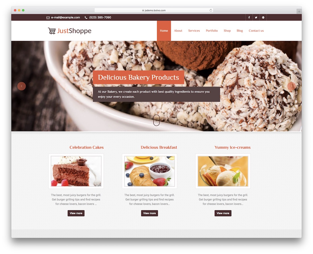 justshop cake shops wordpress theme