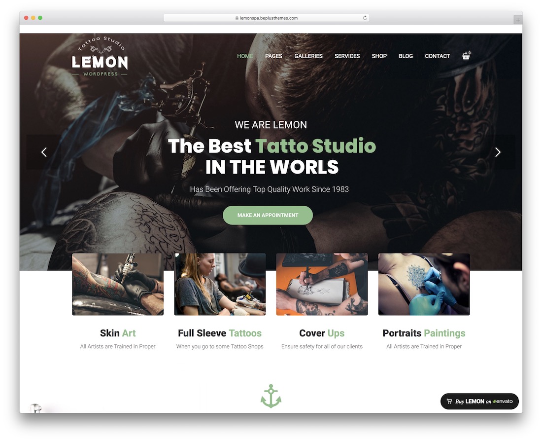 lemon tattoo salon wordpress theme