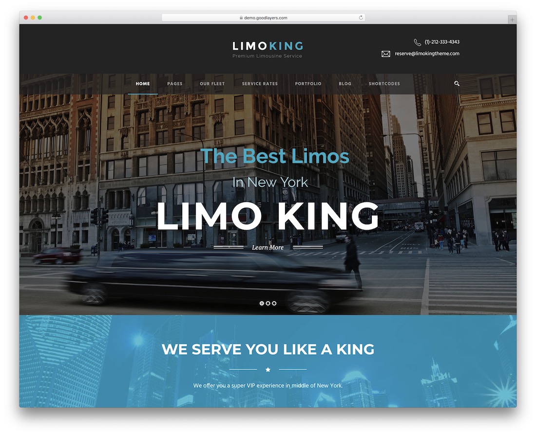 limo king taxi car rental service wordpress theme