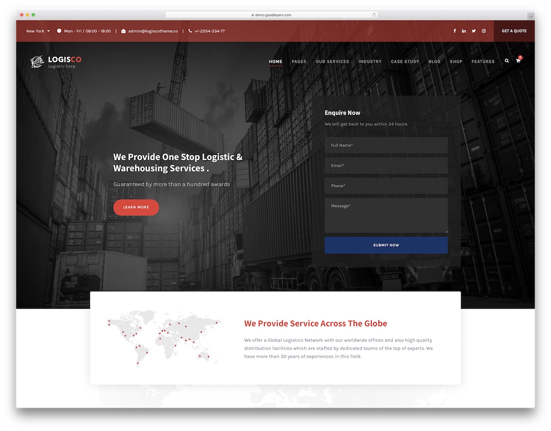 logisco transportation logistics wordpress theme