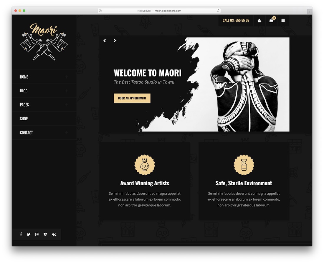 maori tattoo salon wordpress theme