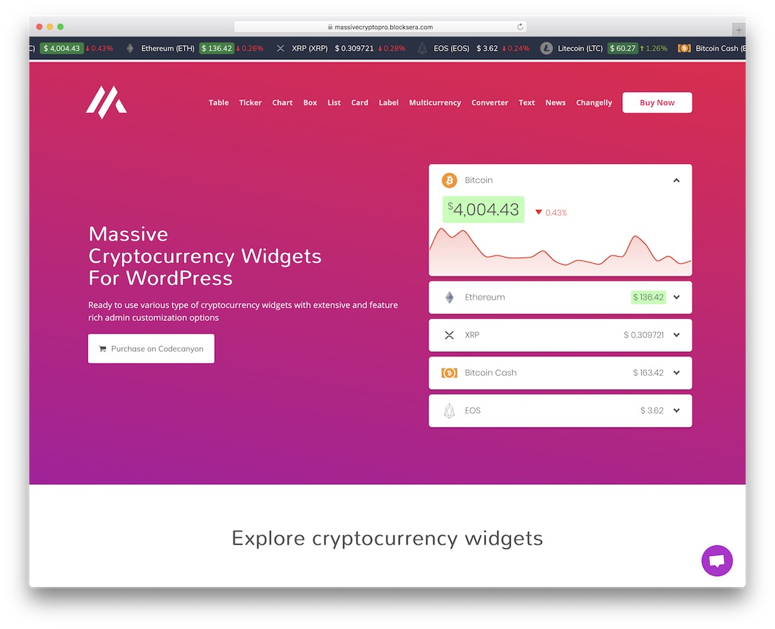 massive cryptocurrency widgets