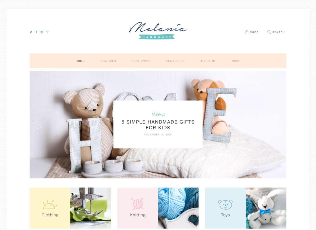 Melania | Handmade Blog & Shop WordPress Theme