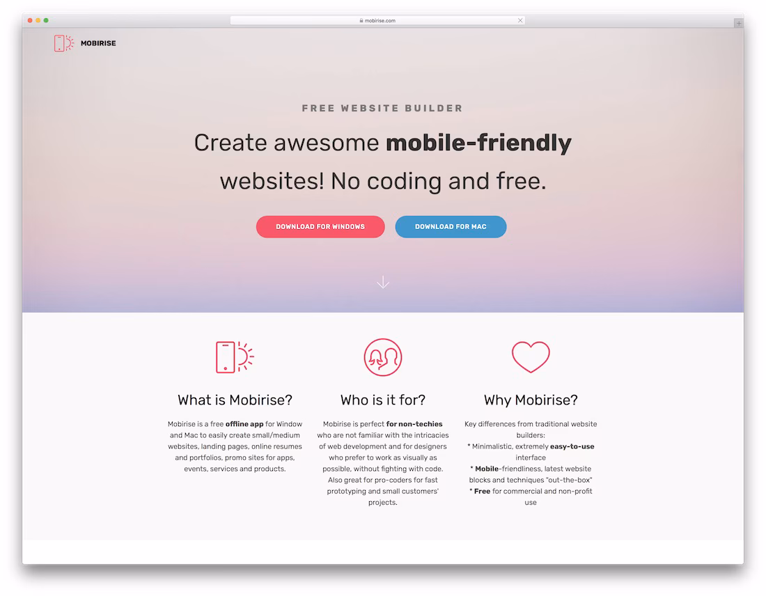 mobirise best small business website builder